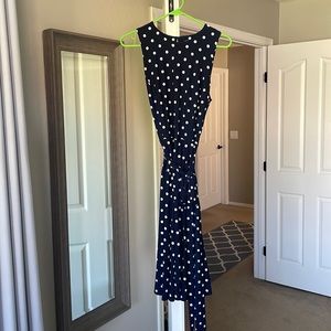 Ralph Lauren, sleeveless, navy and white polkadot, Thai waist, dress, size 8
